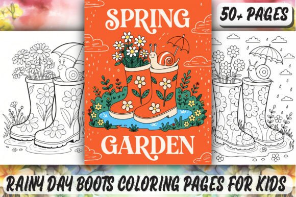 Charming Rainy Day Boots Coloring Pages for Kids