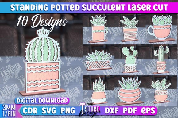 Elevate Your Craft with Standing Potted Succulent Laser Cut | CNC