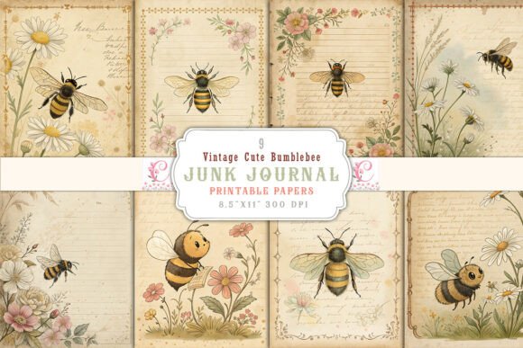 Embrace Whimsy with a Vintage Cute Bumblebee Junk Journal Page