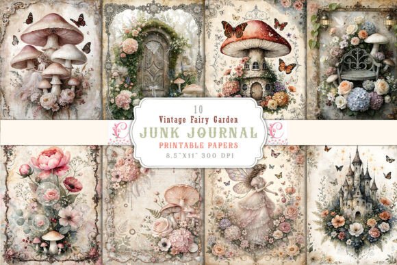 Enchanting Vintage Fairy Garden Junk Journal Pages for Your Projects