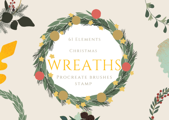 Hand Drawn Wreaths Christmas Procreate Brushes for Festive Design