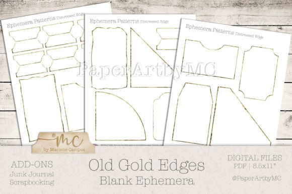 Old Gold Edge Blank Ephemera: A Vintage Crafting Kit