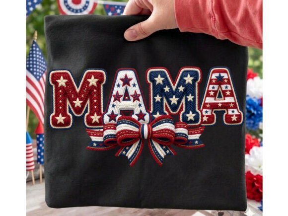 Patriotic Mama Yarn Bow T-Shirt Design: A Crafter's Essential Graphic