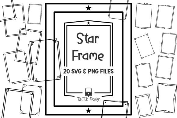 Star Rectangle Frame Border Set SVG PNG